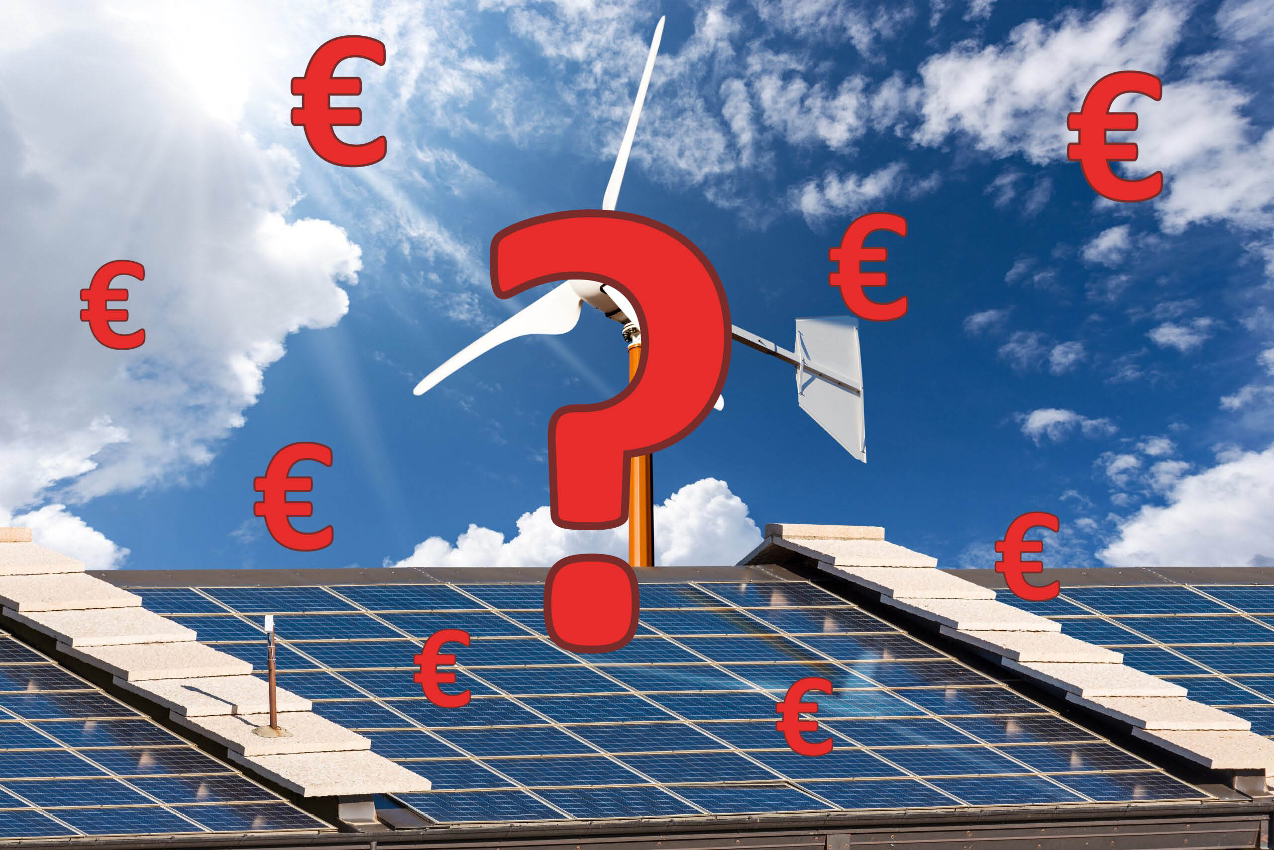 windmolen met zonnepanelen dak
